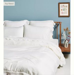 Anthropologie Tranquility Linen blend Twin-sized duvet cover- white